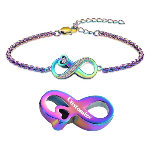 Urn for Ashes Infinity Bracelet for Women Girl Cubic Zirconia Cremation Keepsake Jewelry Gift for Human - color: Customize Chain