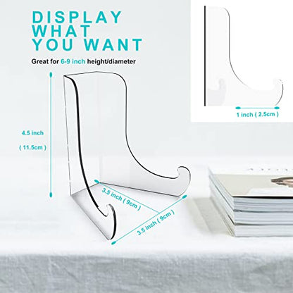 Boloyo Flat Back Acrylic Plate Display Stand , 4.5 Inch 2PC Clear Acrylic Display Holder Easel Base for Home Office Kitchen School Art Display - color: Flat Back, size: 4.5 inch(2PC)