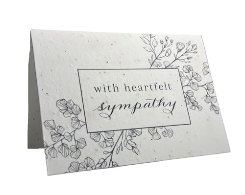 Of The Earth Handmade Paper - Plantable Wildflower Seed Folding Card - Sympathy Designs - 5" x 7" - Set of 3 - w/Recycled Envelopes (Gingko Line Art) - color: Gingko Line Art