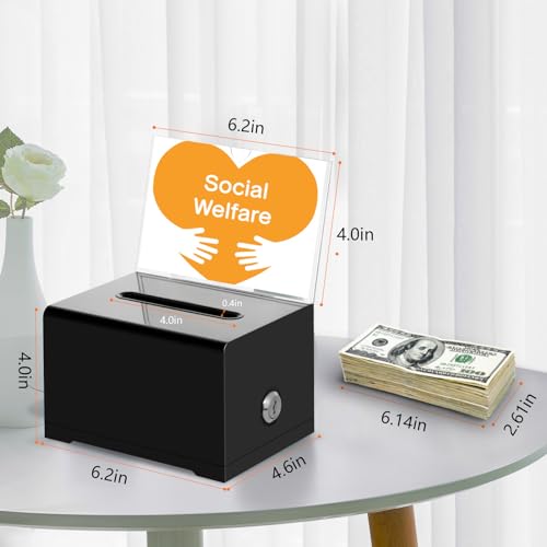 KYODOLED Black Suggestion Box With Lock, Acrylic Donation Box, 3 Pack - color: Black-PS-3P, size: 6.2 x 4.6 x 4 inch