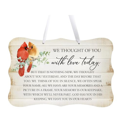 LifeSong Milestones Memorial Wall Hanging Signs Bereavement Keepsake Condolence Funeral Gift For Loss of Loved One 8x12 (We Thought Of You With (White)) - color: We Thought Of You With (White)