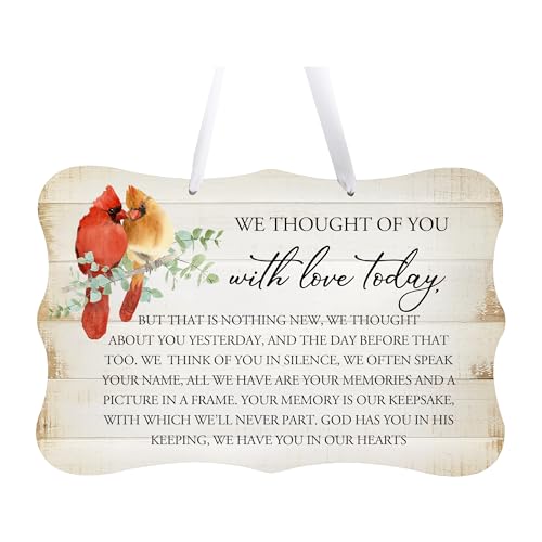 LifeSong Milestones Memorial Wall Hanging Signs Bereavement Keepsake Condolence Funeral Gift For Loss of Loved One 8x12 (We Thought Of You With (White)) - color: We Thought Of You With (White)