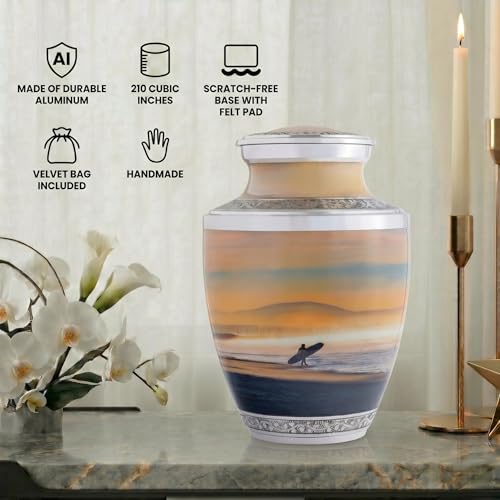 Surfing Cremation Urns for Men and Women Human Ashes - Adult Large Urn - size: Large