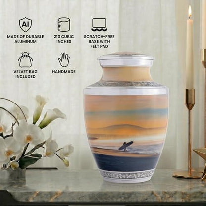 Surfing Cremation Urns for Men and Women Human Ashes - Adult Large Urn - size: Large