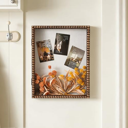 Muzilife 16x20 Shadow Box Pine Wood with Unique Bead Door, 3.18 Deep, Brown - color: Brown-bead Shape, size: 16"x20"