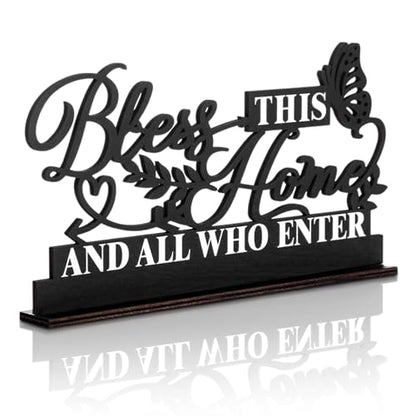 Jetec Inspirational Table Sign Art Decoration, Bless All Who Enter - style: Bless This Home and All Who Enter