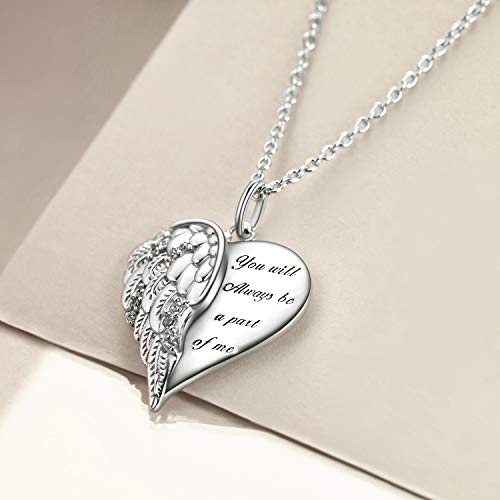 YFN Guardian Angel Wings Heart Necklace Sterling Silver Angel Wings Memorial Sympathy Jewelry for Women Girls Gifts - style: Guardian angel necklace