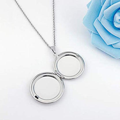 YOUFENG Round Locket Necklace thar Holds Pictures Floral Pattern Circle Shape Lockets - color: Floral