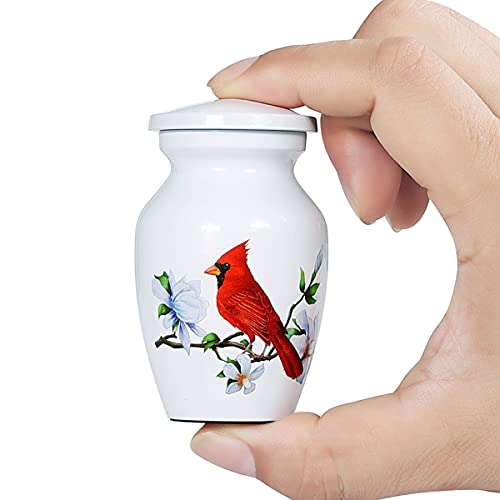 Small Cardinal Urn for Human or Pet Ashes, 4 Mini Funeral Memorial Urns - size: 4 Keepsake Urns