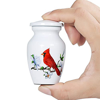 Small Cardinal Urn for Human or Pet Ashes, 4 Mini Funeral Memorial Urns - size: 4 Keepsake Urns