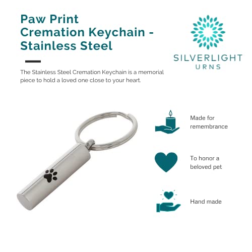Paw Print Keychain for Ashes, Stainless Steel, Key Chain, Cremation Jewelry for Ashes, Cremation Keychain for Ashes