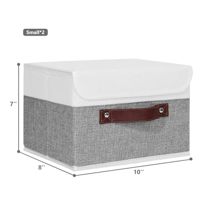 ANMINY Fabric Storage Box Bins with Lids, Gray White, 10"x8"x7", 2 Pack - color: Gray White, size: Small (Pack of 2)