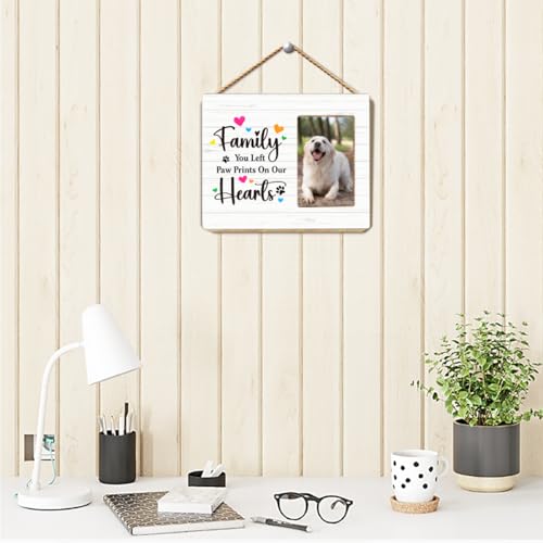 OTINGQD Dog Lover Gift Picture Frame,Dog Mom and Dad Gifts,Puppy Memorial Gifts,You Left Paw Prints on Our Hearts Wooden Photo Frame for Tabletop Wall Display - style: Dog Memorial Gifts-7