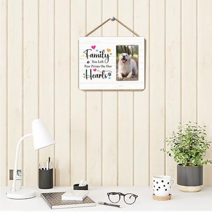 OTINGQD Dog Lover Gift Picture Frame,Dog Mom and Dad Gifts,Puppy Memorial Gifts,You Left Paw Prints on Our Hearts Wooden Photo Frame for Tabletop Wall Display - style: Dog Memorial Gifts-7