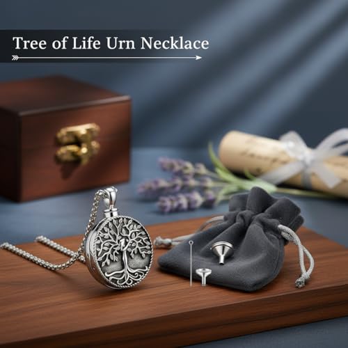 Urn Necklace for Ashes Blue opal Cremation Necklace Keepsake Memory Jewelry for Ashes of Loved Ones Keepsake - style: round urn