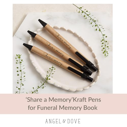 ANGEL & DOVE 3 Pens for Funeral Guest Book - Share a Memory - Favours, Condolence, Memories, Keepsake