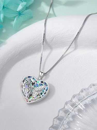 Dorunmo Locket Necklace 925 Sterling Silver Pictures Photo Keep Someone Near to You Custom Lockets Mother's Day Jewelry Personalized Photo Locket Gifts - color: I-Butterfly-Abalone, style: Locket Only