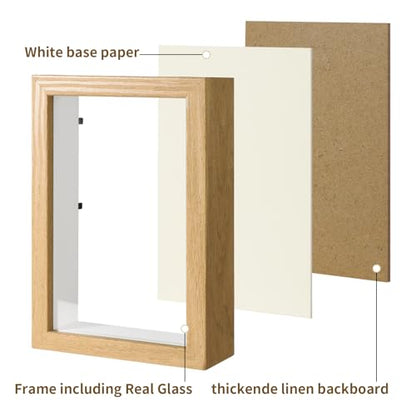 5x7 Wood Color Shadow Box Frame Display Case | With Real Glass for Memorabilia,Wedding Memories,Pins,Awards,Crafts,Tickets and Photos