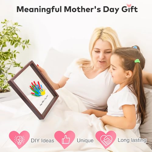 Family Handprint Kit for 4, Hand Print Keepsake Frame DIY Craft Gift - color: Walnut, size: 4 Pages Acrylic Boards