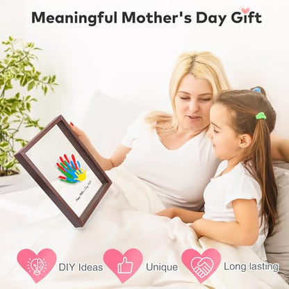 Family Handprint Kit for 4, Hand Print Keepsake Frame DIY Craft Gift - color: Walnut, size: 4 Pages Acrylic Boards