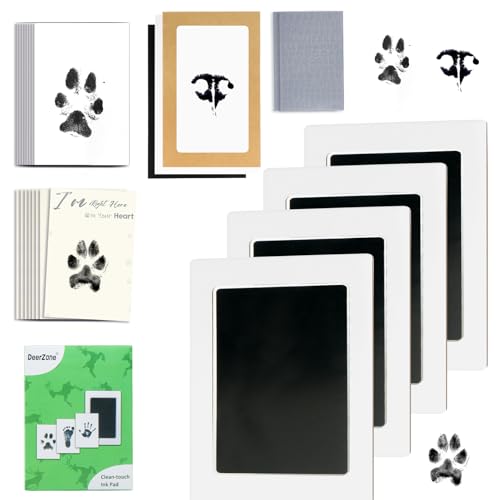 DeerZone Inkless Paw Print Kit,Dog Paw Print Kit,Dog Nose Print Kit - color: Black, size: Medium-Large 4 Pack