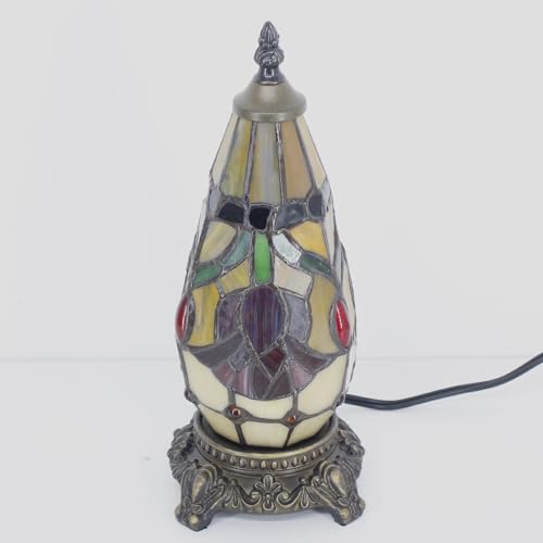 Small Tiffany Stained Glass Table Lamp 5.5X11 Inch (Red Tulip Flower) - color: Red Tulip Flower