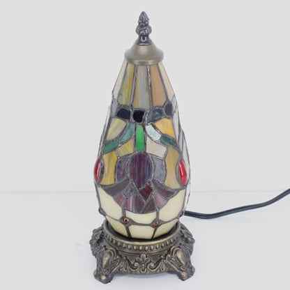 Small Tiffany Stained Glass Table Lamp 5.5X11 Inch (Red Tulip Flower) - color: Red Tulip Flower