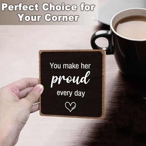 Memorial Gifts for Loss of Loved One, Funeral Remembrance Keepsake Plaque | Unique Grieving Present for Women Family Friends Desk Shelf Decor, Wooden Sign Tabletop, Best for Daily Remembrance - style: Proud