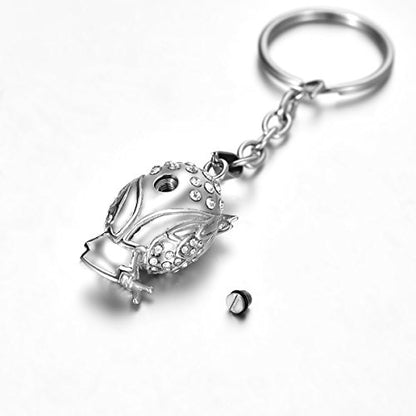 Urn Keychain Crystal Owl Pendant Stainless Steel Ash Holder Memorial Keepsake Cremation Jewelry