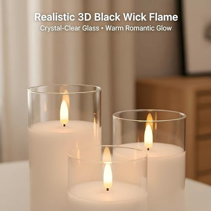 ANGELLOONG Flickering Flameless Candles with Remote, Clear White Glass - color: Clear Glass