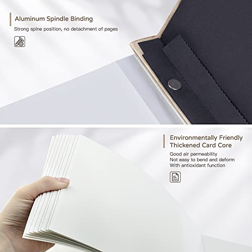 Popotop Large Photo Album Self Adhesive 4x6 5x7 8x10 Scrapbook Album DIY Picture Book,Gifts for Mom,Family Baby and Wedding,with Metal Pen and Plastic Board - color: Beige, size: 11.5"x10.6"40pages
