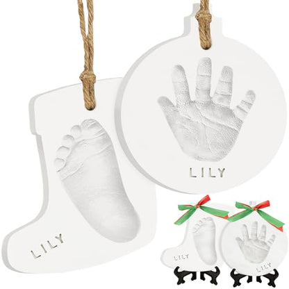 Baby Hand and Footprint Kit, Personalized Baby Christmas Ornament (Jingles) - color: Trove, Jingles