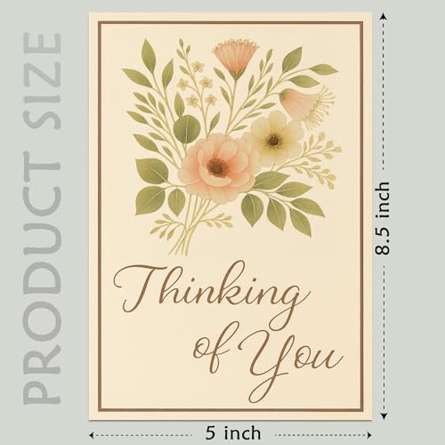 Cheerin Thinking of You Cards with Envelopes - Sympathy Cards for Loss of Loved Ones - Sorry For Your Loss Card Floral Design 5x7 Inch - style: Floral Bouquet