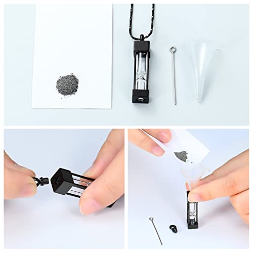 Imrsanl Glass Hourglass Urn Necklace Cremation Jewelry for Ashes - color: Black