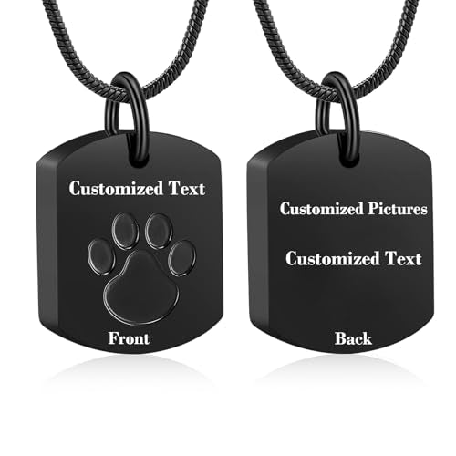 Minicremation Cremation Jewelry Urn Necklace for Ashes for Pet, Paw Print Memorial Ash Jewelry, Keepsake Pendant for Pet's Cat Dog's Ashes with Filling Kit - color: Customize