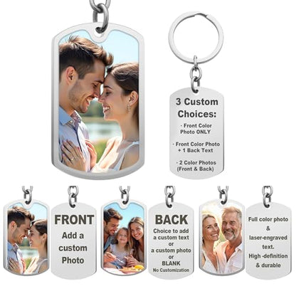 Photo Keychain Custom Picture Keychain Customized Gifts Laser-Engraved/Color Gifts For Boyfriend Hubsand Wife - color: Color Photo (Uv) : 3 Custom Options (Ss)