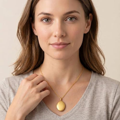PHOCKSIN Personalized Locket Necklace for Women Photo Necklace with Customized Picture Birth Flower Birthstone Customizable Birthday Gifts - color: #09 Oval Gold