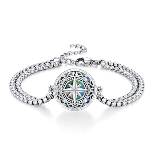 Compass Bracelet/Urn for Women 925 Sterling Silver Compass Bracelet for Graduation Cetic/Birthstone Jewelry Bracelet for Women - style: A-Compass