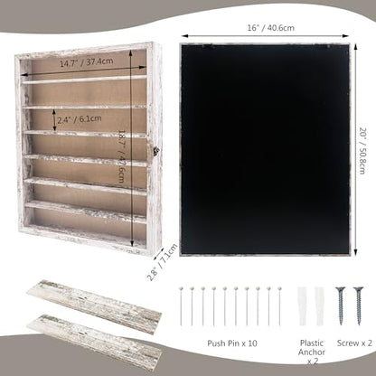 16x20 Wooden Shadow Box Frame with Removable Shelves Deep Display Case for Military Medals Keepsakes White - color: White, size: 16x20