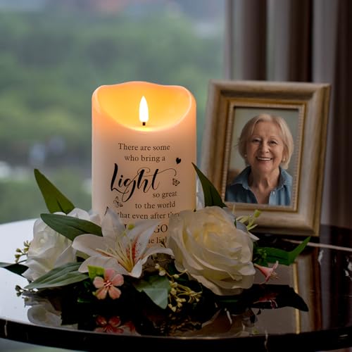 Flameless Memorial Candle, Real Wax LED Light with Remote Sympathy Bereavement Gifts for Loss of Loved One Sympathy Candles for Loss of Mother Father Mom Dad Son Remembrance Gifts (4" x 7") - color: Bring A Light