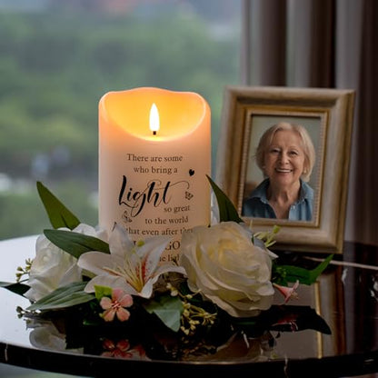 Flameless Memorial Candle, Real Wax LED Light with Remote Sympathy Bereavement Gifts for Loss of Loved One Sympathy Candles for Loss of Mother Father Mom Dad Son Remembrance Gifts (4" x 7") - color: Bring A Light