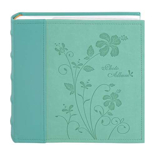 Photo Album Hold 200 4x6 Photos with Memo Writing Space (Green) - color: Grass Green