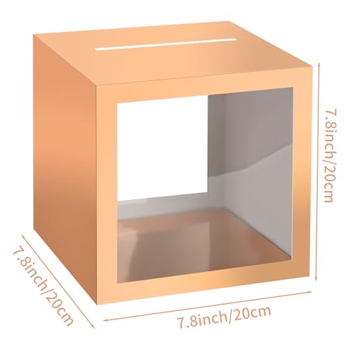 Rose Gold Card Box Wedding Favors Gift Card Boxes Post Box Cardboard Receiving Money Box Holder for Wedding Reception, Baby Showers, Anniversary, Birthday Party, Retirement, Graduation Envelope Holder - color: Rose Gold Clear
