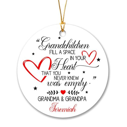 Personalized First Christmas As Grandparents Ornament 2025, Grandchildren Fill A Space In Your Heart, Custom Name Grandparents Christmas Ornament - color: Grandchildren Fill a Space in Your Heart Ornament