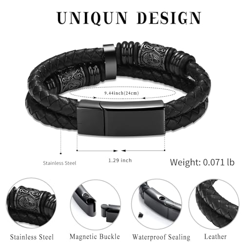 Hearbeingt Memorial Urn Bracelet for Ashes Leather Cremation Jewelry - color: Black 24cm