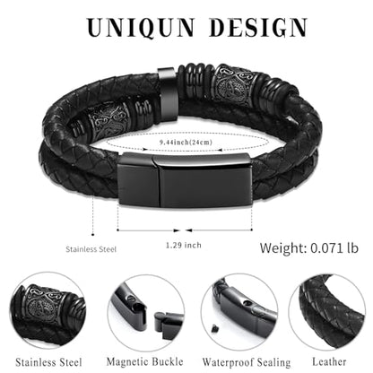 Hearbeingt Memorial Urn Bracelet for Ashes Leather Cremation Jewelry - color: Black 24cm