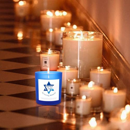 Yahrzeit Candles - Yahrzeit Memorial Candles, Memorial Bereavement Gifts for Loss of Loved One, Jewish Sympathy, Natural Soy Wax Hand Poured 6oz (Blue-UNSCENTED) - color: BLUE-UNSCENTED