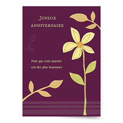 Designer Greetings French Language Happy Birthday Cards 6 Pack | Boxed Card Set, Matching Envelopes - style: 6 PK French Birthday - Patterned Flower