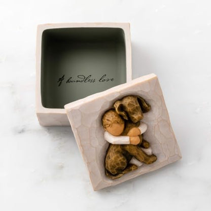 Willow Tree Hug (dark dog), sculpted hand-painted Keepsake Box | Pet-Themed Figure, Holds Small Treasures, Hidden Message Inside, Cast from a Susan Lordi Original Carving, Fitted Gift Box - style: Hug (dark dog)