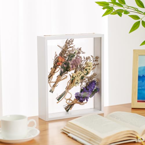 2 Pack 8 x 10 Floating Picture Frame 3d Farme Wooden Shadow Box Frames for Dried Flower Plant Specimen DIY Artwork Display Frame for Tabletop Decor